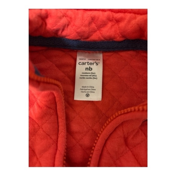 Carter's Red Baseball Quilted Vest with Stand-Up Collar Size NB - Picture 3 of 3
